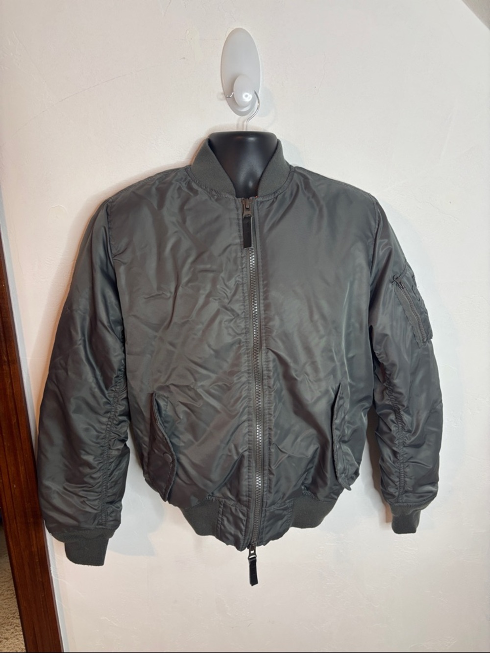 Ring of Fire Men's Classic Bomber Jacket in Olive Green Size Small
